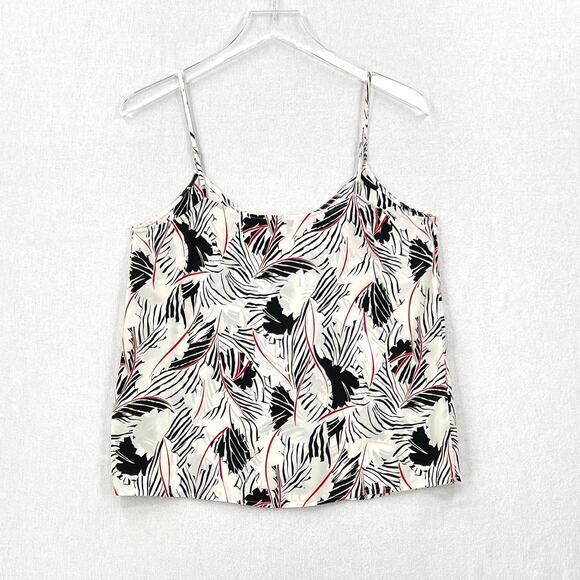 EQUIPMENT Layla Silk Print Cami Womens Small White Black Floral Leaf Print Layer - Picture 4 of 15